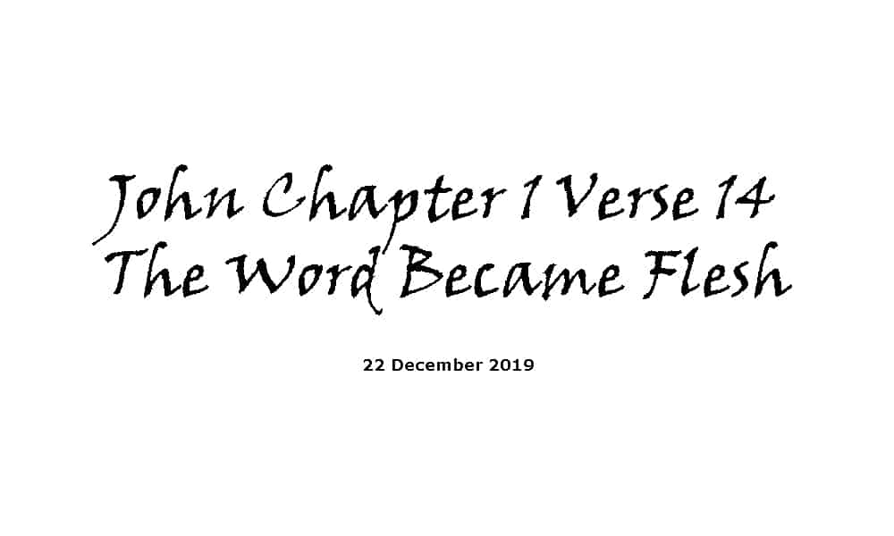 Reading - 22-12-19 John Chapter 1 Verse 14 - The Word Became Flesh