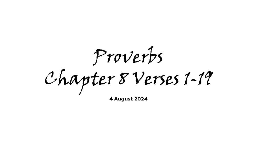 Proverbs Chapter 8 Verses 1-19