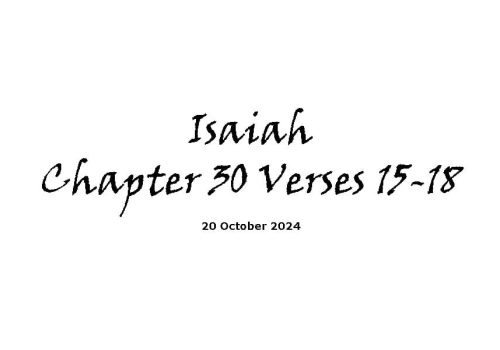 Isaiah Chapter 30 Verses 15-18