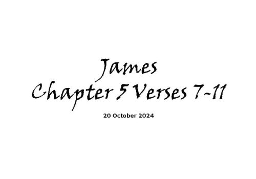 James Chapter 5 Verses 7-11