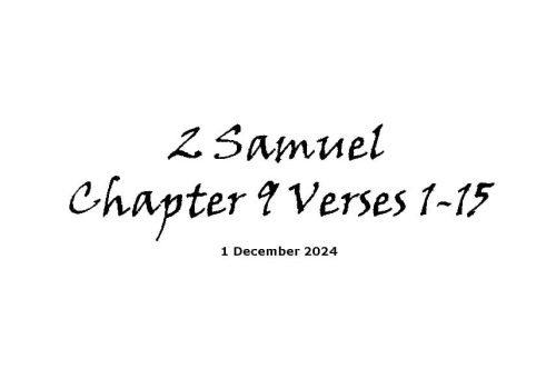 2 Samuel Chapter 9 Verses 1-13