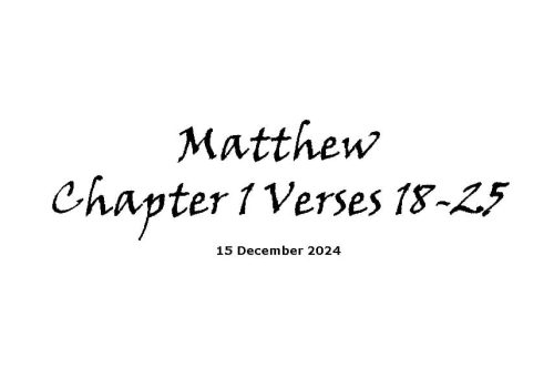 Matthew Chapter 1 Verses 18-25