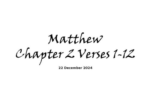 Matthew Chapter 2 Verses 1-12