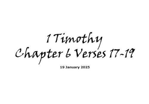 1 Timothy Chapter 6 Verses 17-19